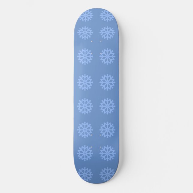  Snowflake Blue Winter Pattern   Skateboard (Front)
