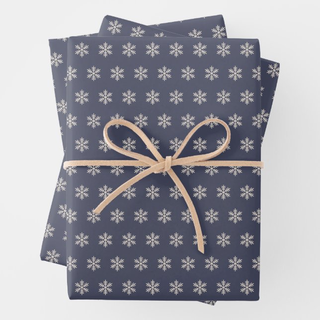 Snowflake Blue Wrapping Paper Sheets (In situ)