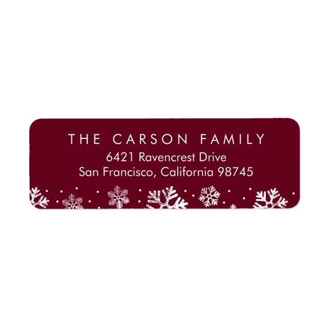 Snowflake Border Holiday Return Address Labels (Front)
