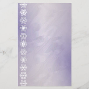 Snowflake Border Purple Foil Holiday Stationery