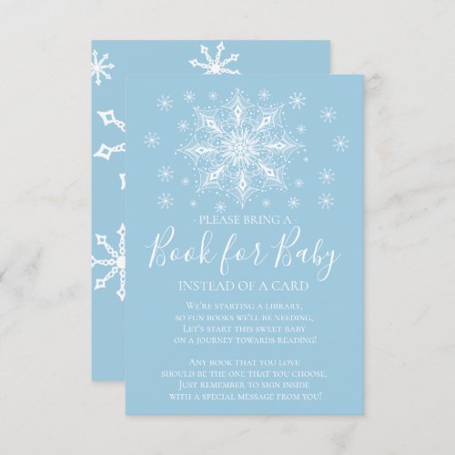 Snowflake Boys Baby Shower Book for Baby Invitation