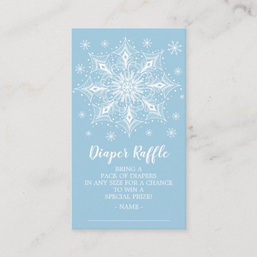 Snowflake Boys Baby Shower Diaper Raffle Ticket Enclosure Card