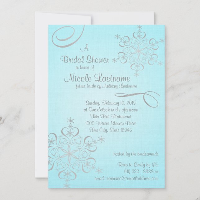 Snowflake Bridal Shower Invitation (Front)
