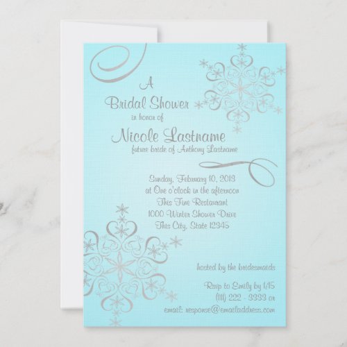 Snowflake Bridal Shower Custom Announcements