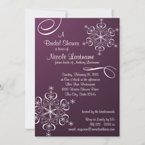 Snowflake Bridal Shower Custom Announcements