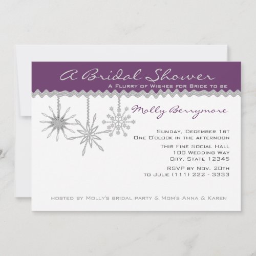 Snowflake Bridal Shower Personalized Invitations