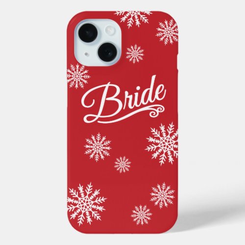 Snowflake Bride white on red iPhone 15 Case