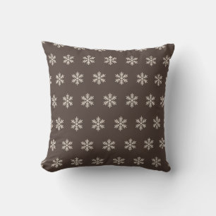 Snowflake Brown Throw Pillow