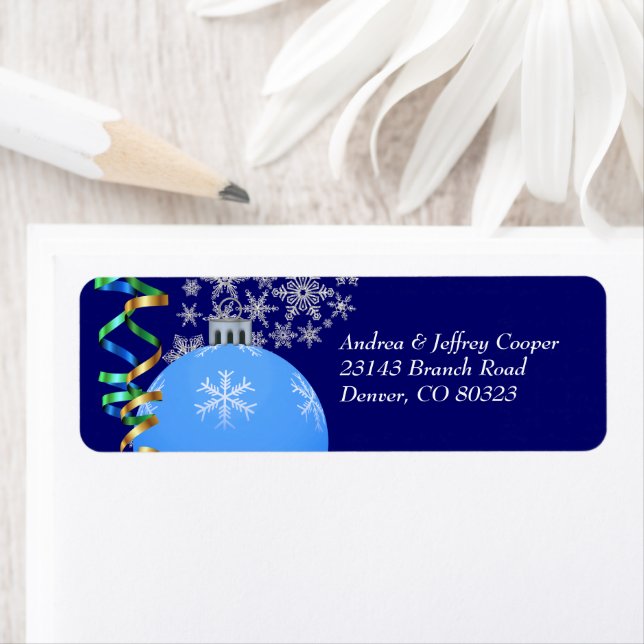 Snowflake Bulb Christmas Ribbon Label (Insitu)