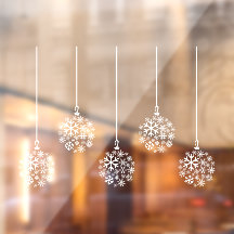Snowflake bulbs white_ pack of five window cling 2