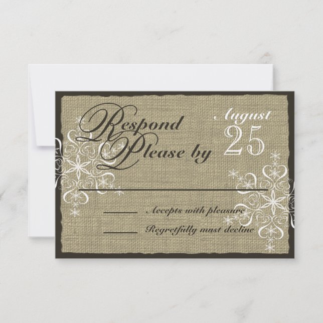 Snowflake Burlap Look Response Card (Front)