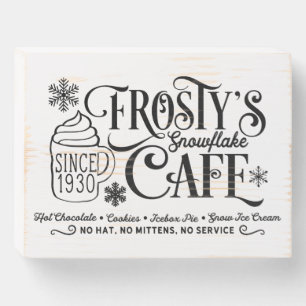 Snowflake Cafe Winter  Wooden Box Sign