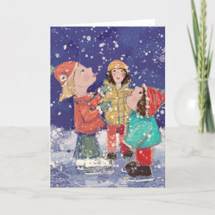 Snowflake Catchers on Ice Thank You Card
