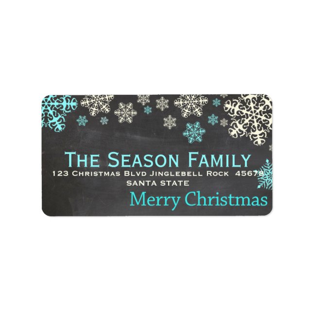 Snowflake chalkboard Christmas  address label (Front)