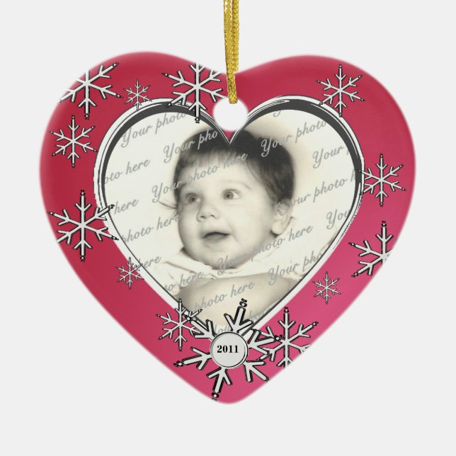 Snowflake Charm Frame Ceramic Ornament (Front)