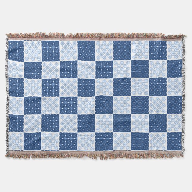 Snowflake Checkerboard Throw Blanket (Front)