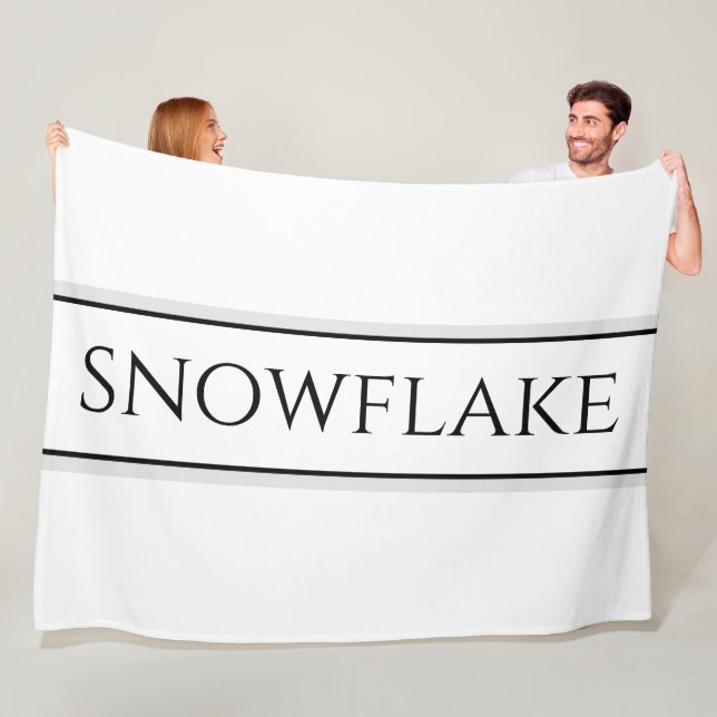 SNOWFLAKE Chic Modern Black White Gray Stripes  Fleece Blanket (In Situ)