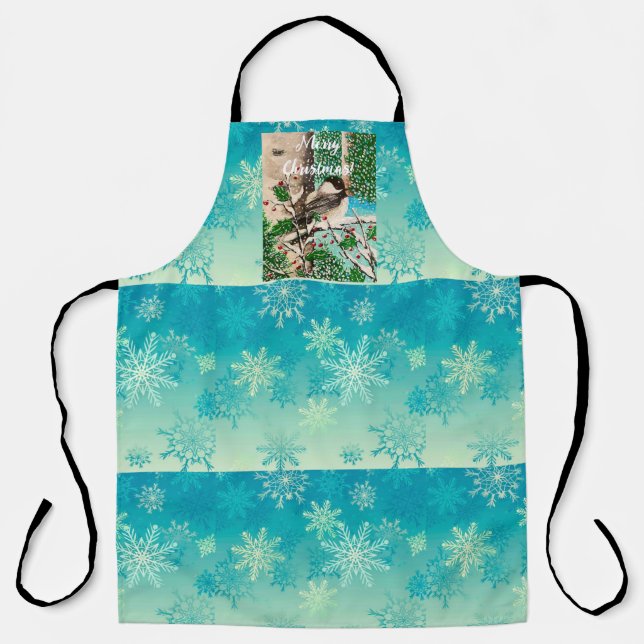 Snowflake Chickadee Apron (Front)