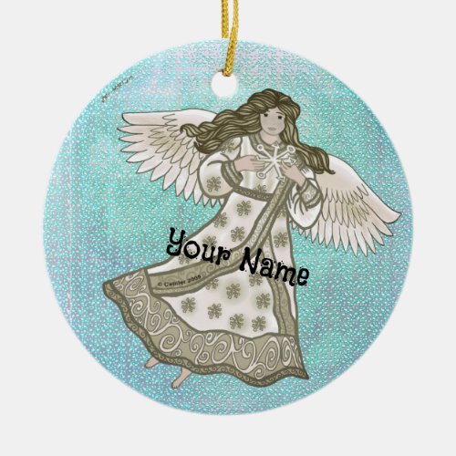 Snowflake Christian angel  Ceramic Ornament
