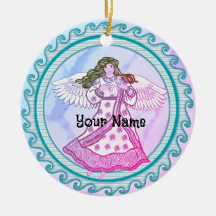 Snowflake Christian angel Ceramic Ornament