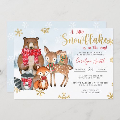 Snowflake Christmas baby shower invitation