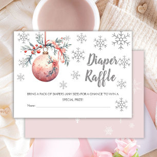 Snowflake Christmas Ball Winter Diaper Raffle Enclosure Card