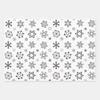 Snowflake Christmas [Black White Grey] Wrapping Pa Wrapping Paper Sheets