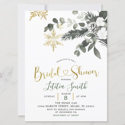 Snowflake Christmas Bridal Shower Invitation