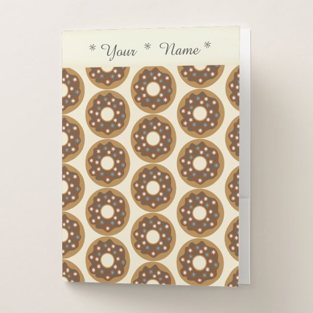 Snowflake Christmas Donuts Blue Sprinkles Iced Pocket Folder (Front)