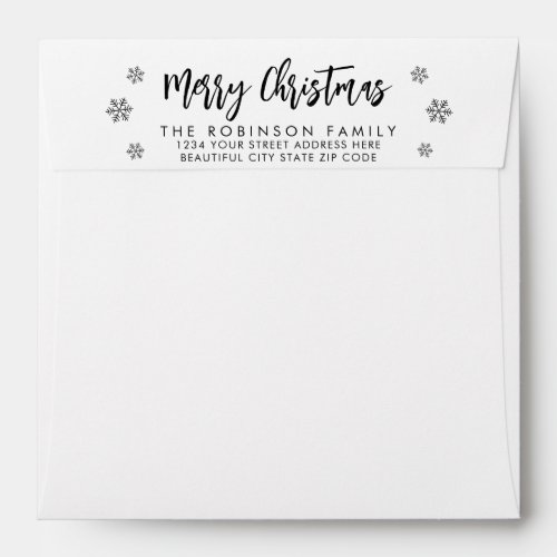 Snowflake Christmas Family Return Address Envelope