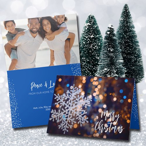 Snowflake Christmas Folded Photo Holiday Card