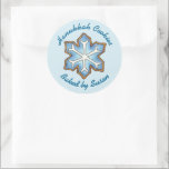 Snowflake Christmas Hanukkah Baked By Cookies Classic Round Sticker<br><div class="desc">Features an original cookie illustration. Simply personalize with the baker's name. A fun way to tell everyone that your creations are baked with love! This illustration is also available on other products. Don't see what you're looking for? Need help with customization? Contact Rebecca to have something designed just for you....</div>