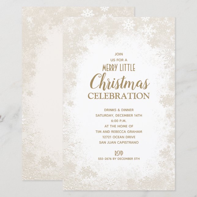 Snowflake Christmas Holiday Budget Invitations (Front/Back)