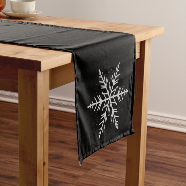 Snowflake Christmas Holiday Party Winter Gift  Short Table Runner (In Situ)