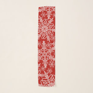 Snowflake Christmas Holiday Red White Scarf