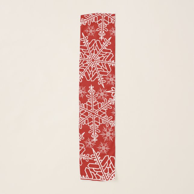 Snowflake Christmas Holiday Red White Scarf (Front)
