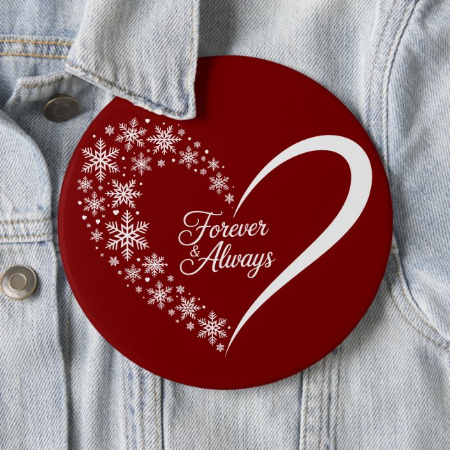 Snowflake Christmas Holiday Snow Flake Heart  Button (In Situ)