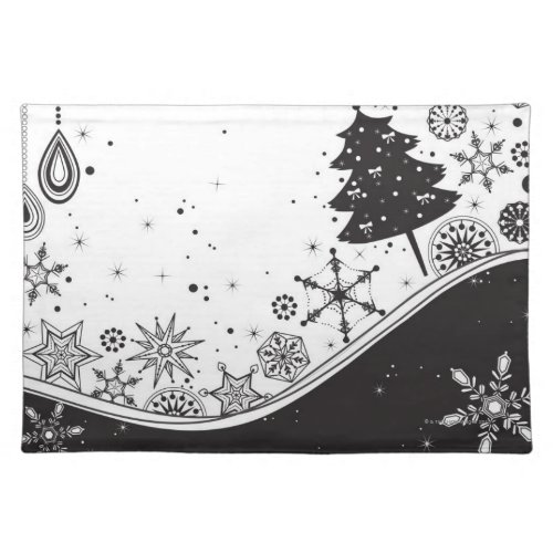 Snowflake Christmas Illustration Cloth Placemat