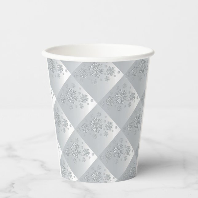  Snowflake Christmas in Gray and White*   Paper Cups (Front)