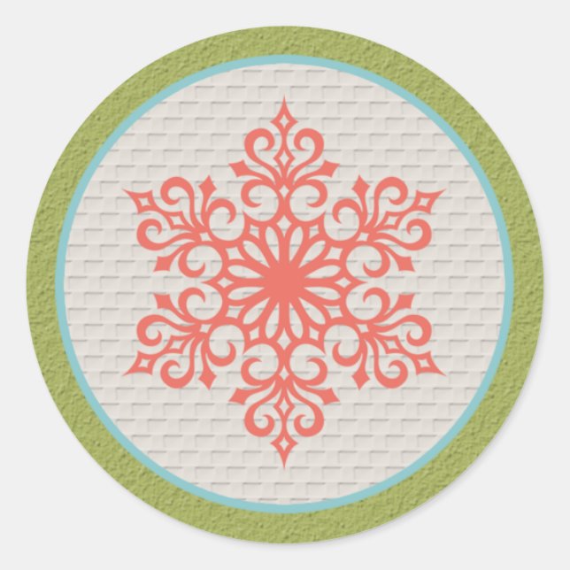 Snowflake Christmas Invitations Envelope Seals (Front)