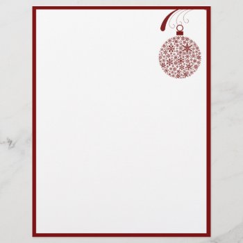 Snowflake Christmas Ornament Letterhead by lamessegee at Zazzle