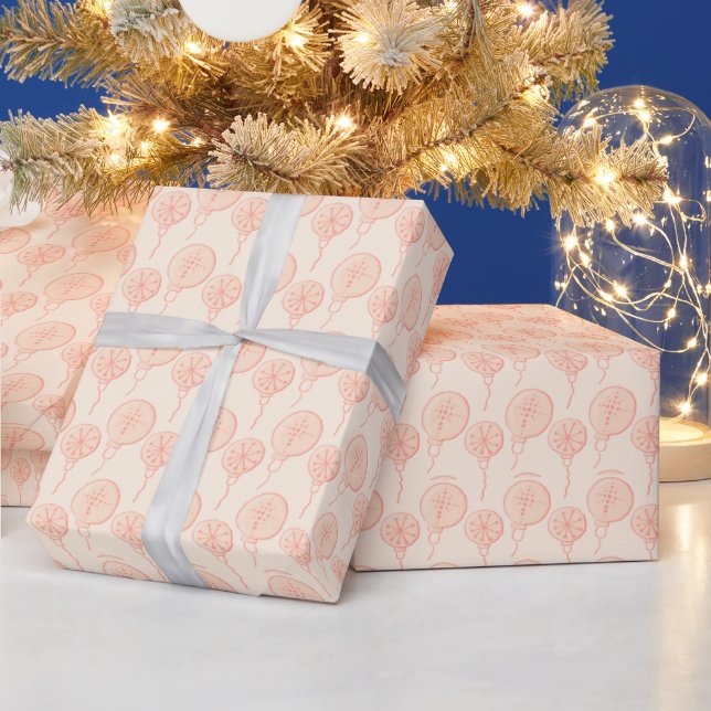 Snowflake Christmas Ornaments Orange Christmas Wrapping Paper (Holidays)