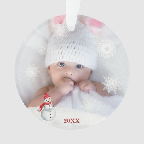  Snowflake Christmas PHOTO Baby  AP44 Snow Man Ornament