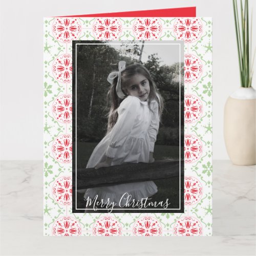Snowflake Christmas Photo Card Elegant 1 Photo