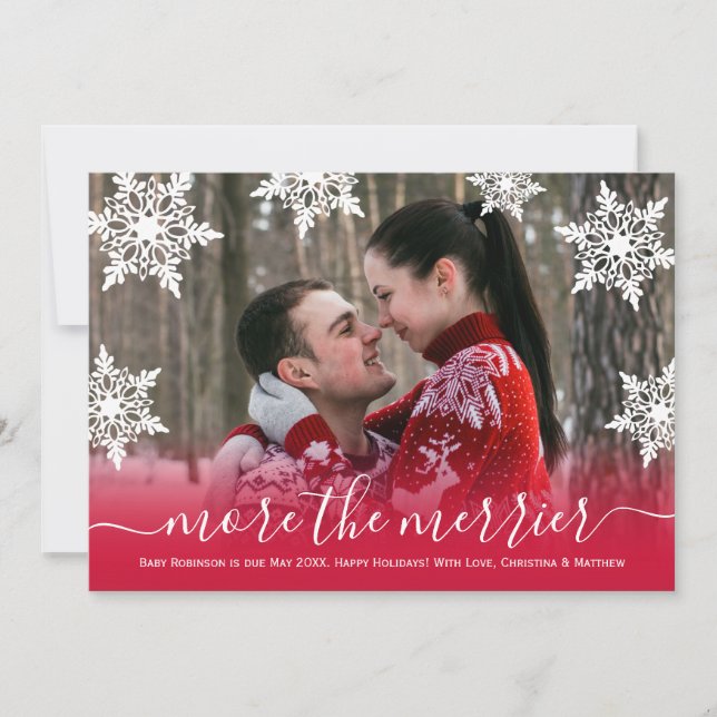 Snowflake Christmas Pregnancy Announcement Cards (Front)