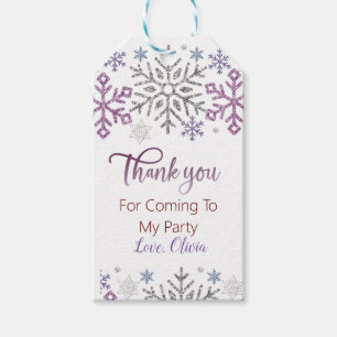 Snowflake Christmas Purple Silver Gift Tags