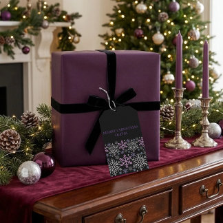 Snowflake Christmas Purple Silver Gift Tags