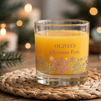 Snowflake Christmas Purple Silver Whiskey Glass