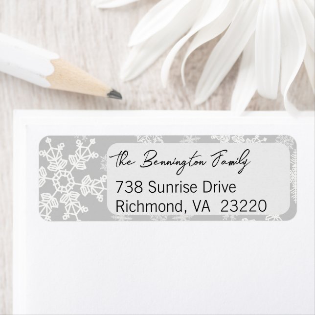 Snowflake Christmas Return Address Label (Insitu)