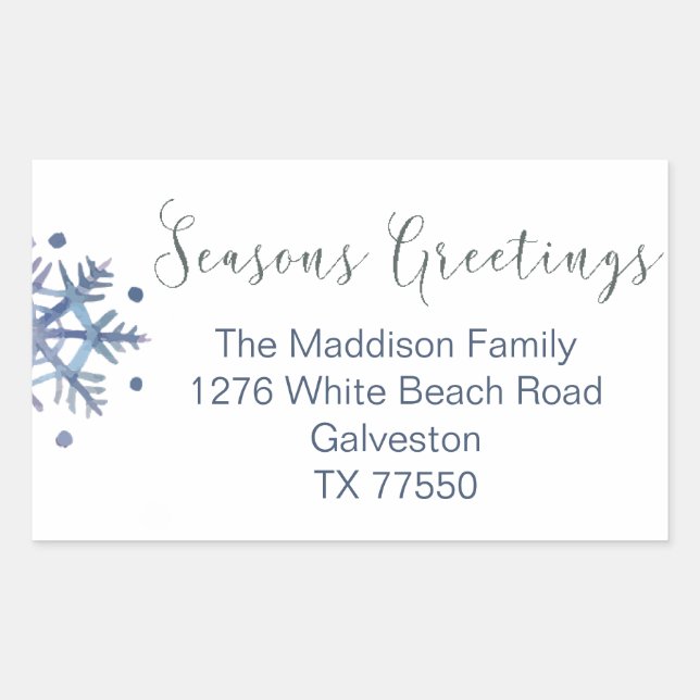 Snowflake Christmas Return Address Label Stickers (Front)